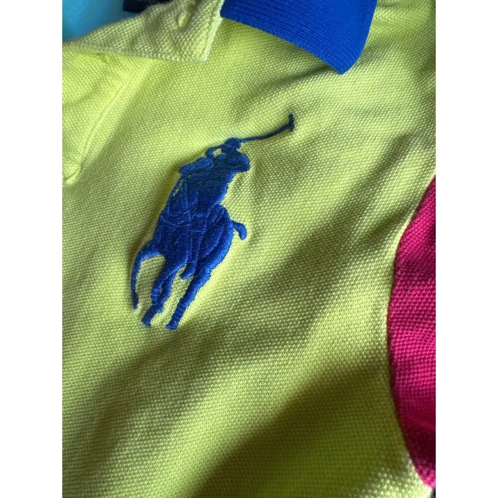 Polo by Ralph Lauren Bright Colorblock Big Pony Blue Logo #3 Sleeve Kids 7 Polo